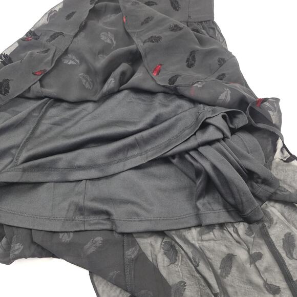 Tripp NYC Dress Womens XS Black Red Feather Velvet Gothic Alternative Layered - Picture 6 of 10